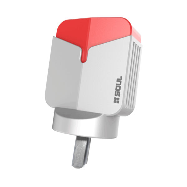 Cargador de Pared Soul x3 Usb 3,4A + Cable Fast Charge Rojo - Image 2