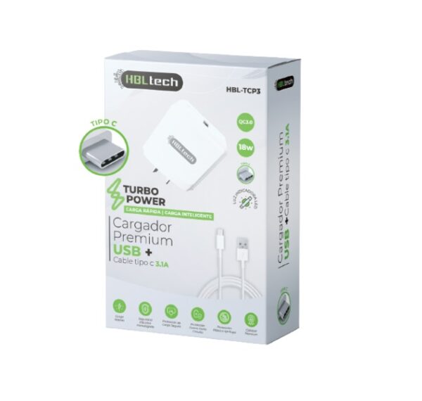 Cargador de Pared HBL Viajero Turbo Power 18W USB + Cable