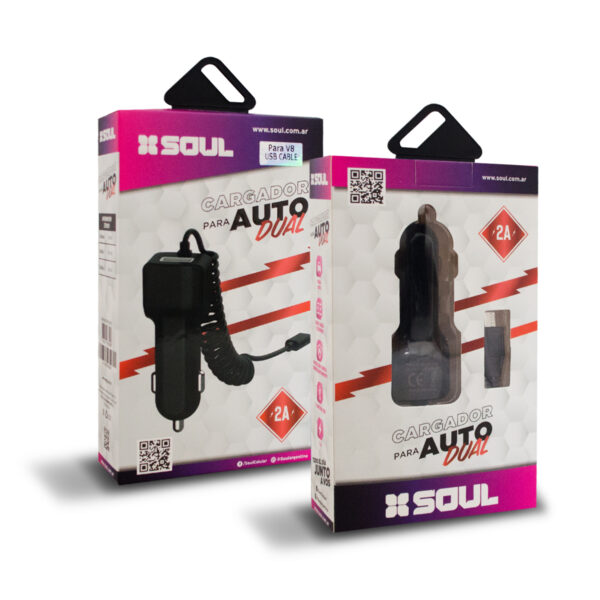 Cargador Auto Soul 2A Usb + Cable Type C / Micro / Ligthning - Image 4