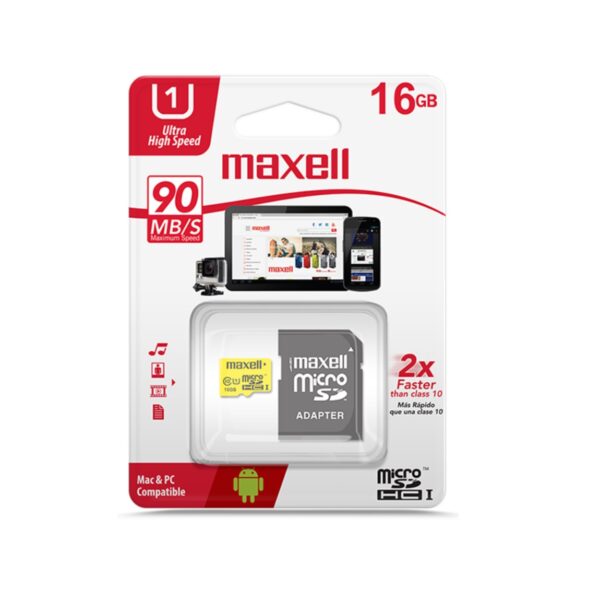 Mem. Maxell Micro Sd Hc 16Gb C/Adap. Clase 10