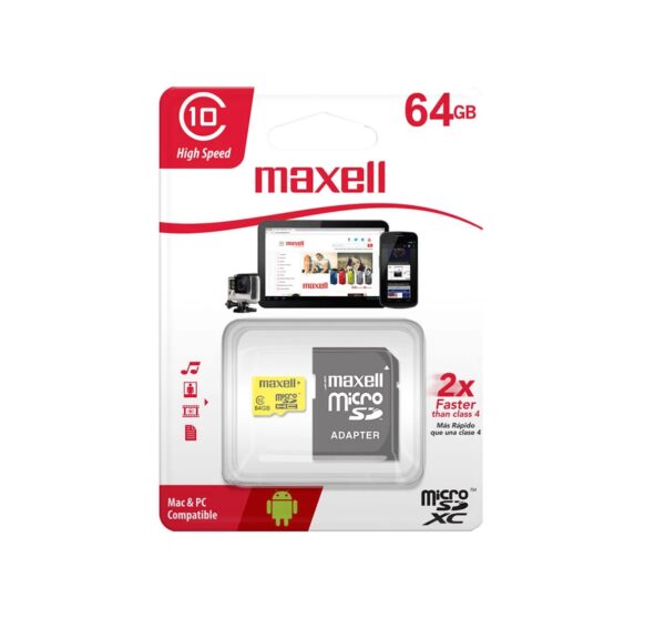 Mem. Maxell Micro Sd Hc 64Gb C/Adap. Clase 10