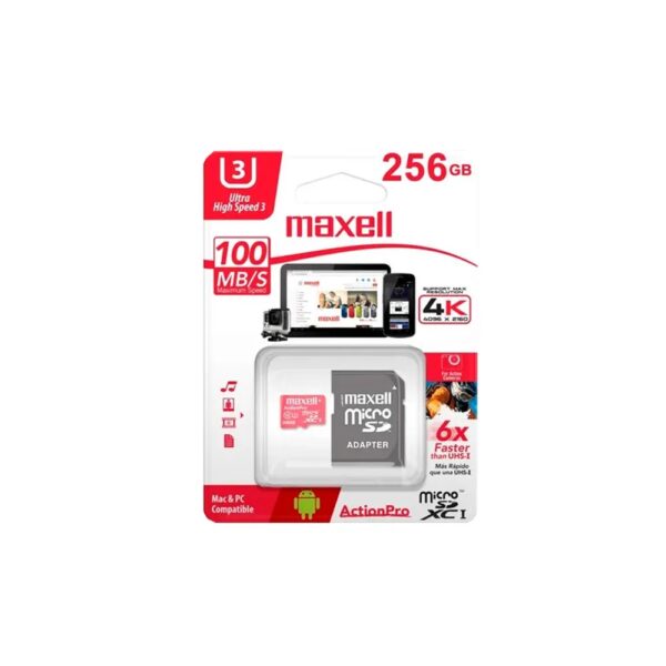 Mem. Maxell Sd 256Gb U3 Micro Sdxc Uhs3 C/Adapt.