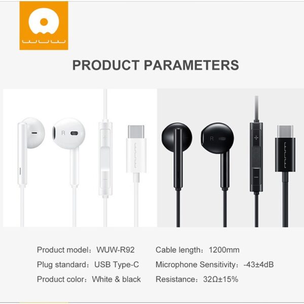 Auricular Manos Libres marca generica R92 In-Ear con cable Type C - Image 2