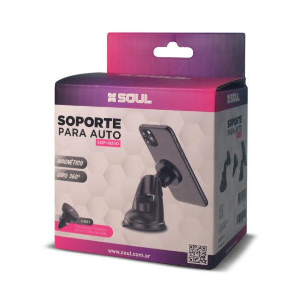 Soporte Auto Soul 2 en 1 Magnetico Q250 Blanco - Image 3