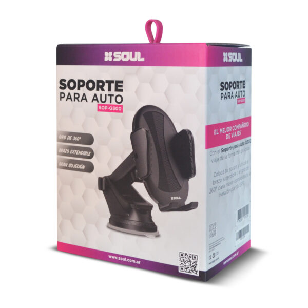 Soporte Auto Soul ajustable Q300 Negro - Image 2