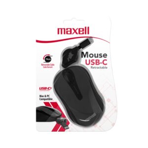Mouse Usb-C Maxell Retractil Optico Negro con cable Type C