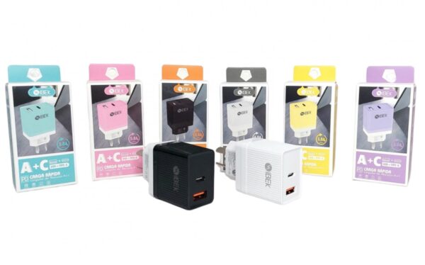 Cargador de Pared Ibek IB-582 5.8A Puerto Usb A + C 5.8A - Imagen 3