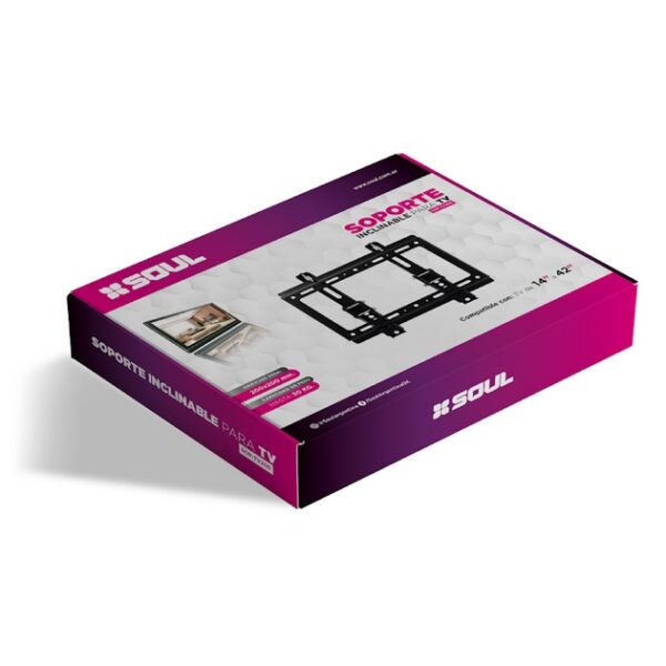 Soporte TV Soul TV200 para Pared Basculante 14'' a 42'' VESA 200x200 - Imagen 2
