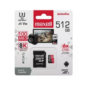 Memoria Maxell Micro Sd 512Gb U3 8K UHS-I con Adaptador