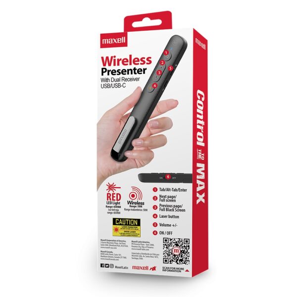 Presentador Maxell Puntero Láser con Receptor USB-A y USB-C - Imagen 4