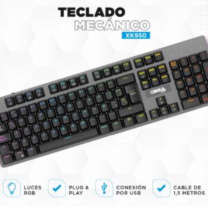 Teclado Mecanico Soul Gaming XK950 Usb Luz Led Rgb Negro