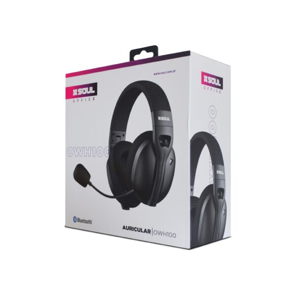 Auricular Vincha Soul Gaming Office Bluetoot + Cable 3.5mm H100 Negro - Imagen 2